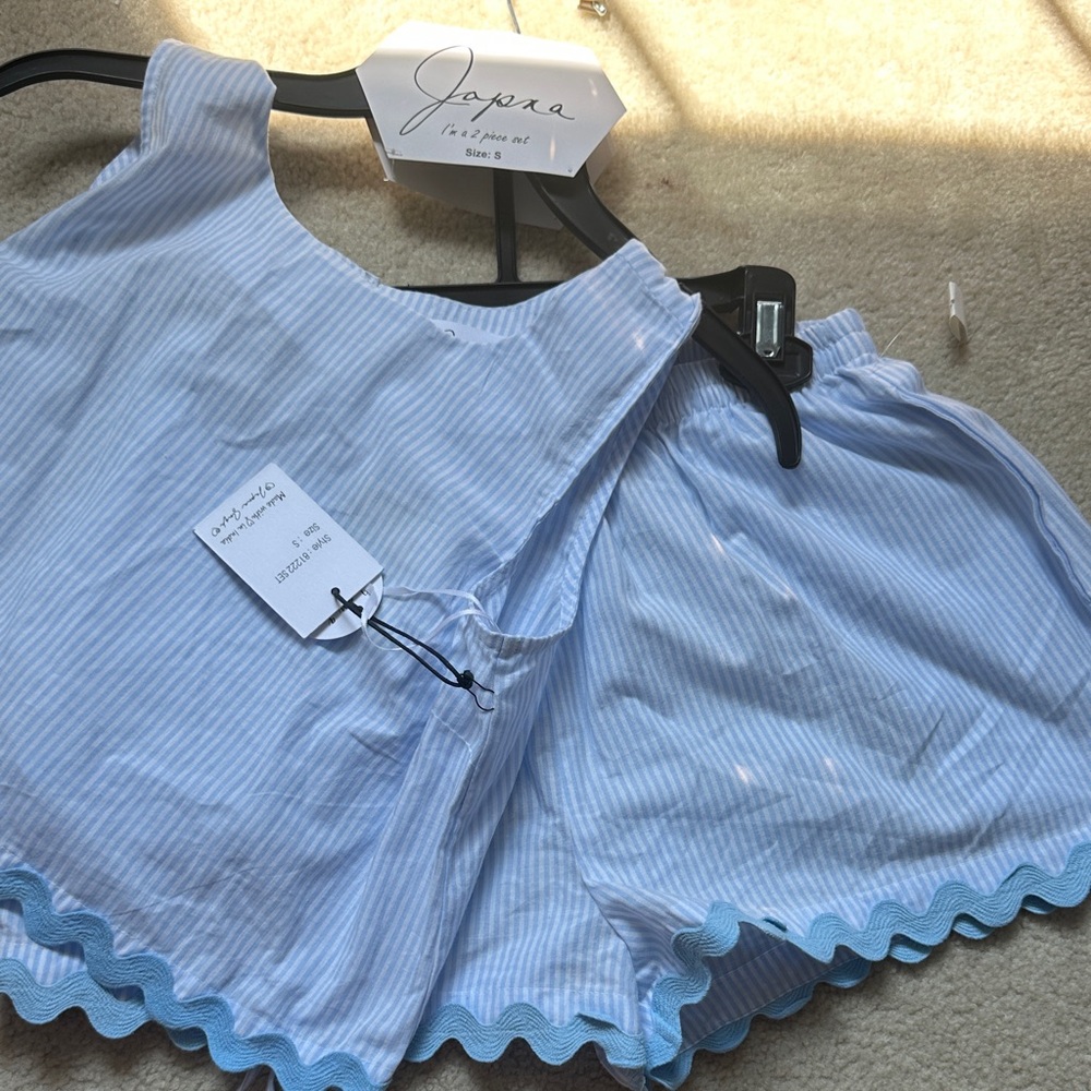 Japna Light Blue Striped Tank Top
